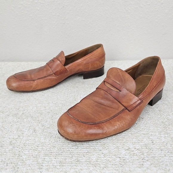 PANTANETTI Donna Brown Leather Penny Loafers - Picture 1 of 10